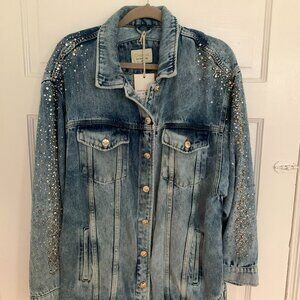 NWT Doshe rhinestone denim jean overshirt